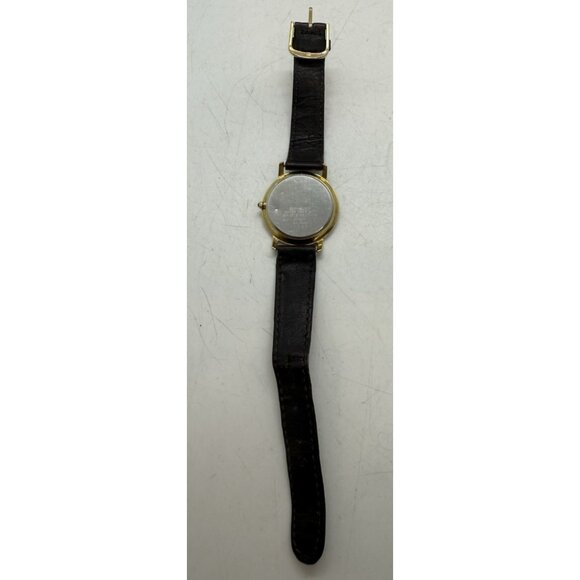 Vtg Samsung Quartz Watch Women's Gold Tone Analog Brown Leather Band EA-059A - Picture 4 of 7